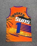 NBA 1 Booker Suns Hip hop basketball Maillot orange imprimé